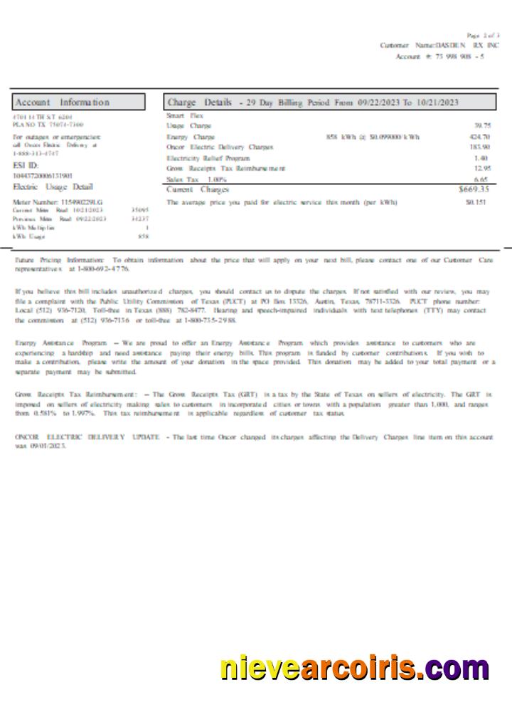 Texas Cirro Energy utility business bill, page 2